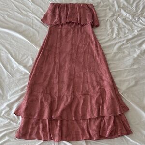 Lulu's Strapless Ruffled Rose Pink Dress